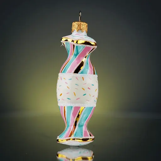 Набір ялинкових прикрас Різдвяні історії Зефірний в дерев'яній коробці скло (4820001179637) - фото 4