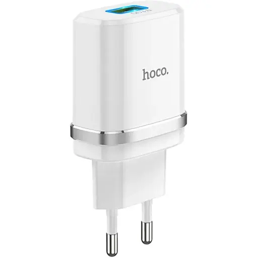 Зарядний пристрій Hoco C12Q Smart Адаптер мережевий блок живлення 18 Вт білий - фото 1