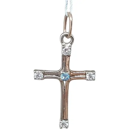 Золотий хрестик Гаразд з діамантами і топазом. 3041624