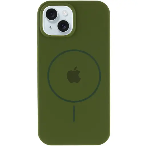 Чохол Epik Silicone Case Full Protective AA with MagSafe для Apple iPhone 15, 6.1 Зелений/Dark Olive - фото 2