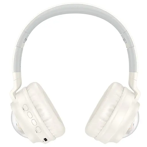 Бездротові навушники Hoco W50, накладні, BT5.3, AUX, TF, 400mAh, 12h, з підсвічуванням RGB, milky white - фото 5