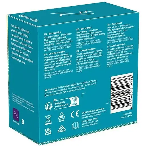 Смарт-вібратор для пар We-Vibe Sync GO Turquoise - фото 12