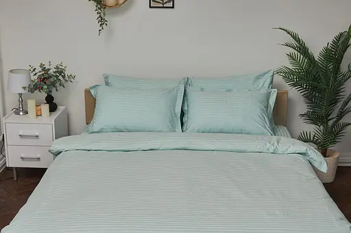 Комплект постельного белья Moon&Star Детский 110x140 см наволочки 2x40x60 см Stripe Mint Satin Stripe - фото 3