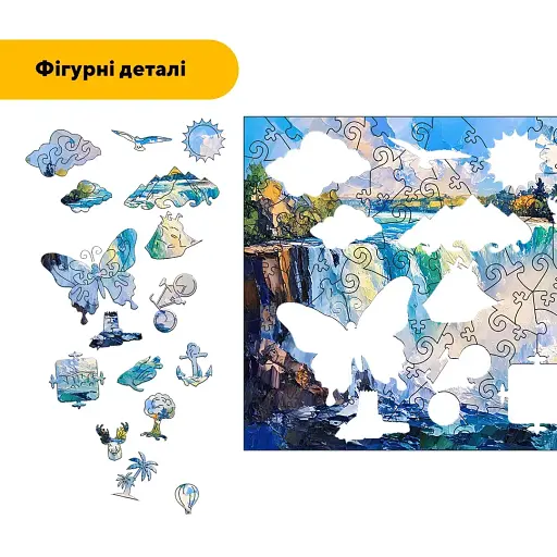 Дерев'яний фігурний пазл Ніагарський водоспад, А3, Картонна коробка 200 елементів - фото 3