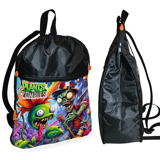 Рюкзак-мішок для взуття, спортивної форми Рослини Проти Зомбі дитяча сумка для змінки з розширювачем (01375)