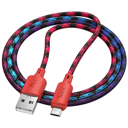 Дата кабель Hoco X116 Meridian USB to MicroUSB 2.4A (1m) Gradient Red Mix - фото 2