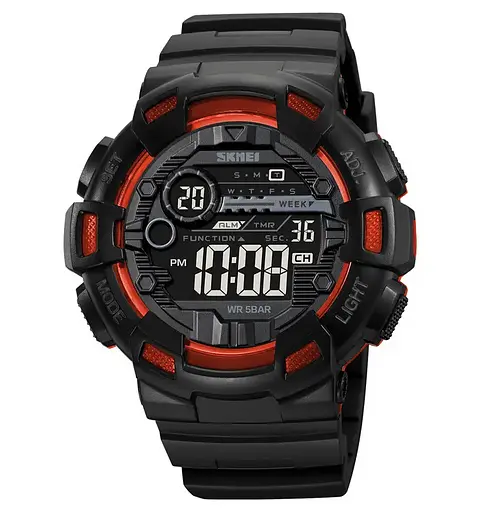 Годинник чоловічий спортивний наручний Skmei 2110 (Чорний з помаранчевим)