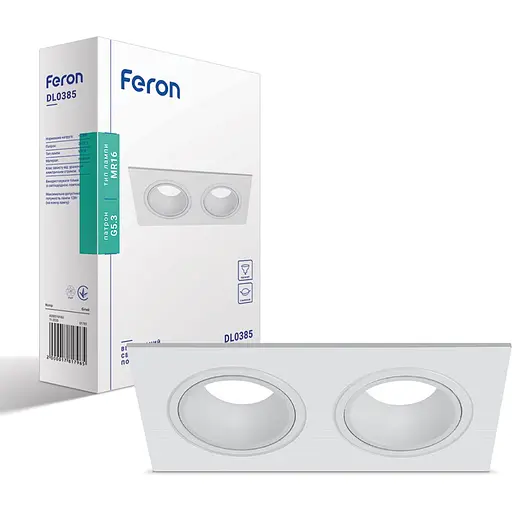 Світильник точковий Feron DL0385 MR16 G5.3 пластик білий квадрат поворотний (1781)