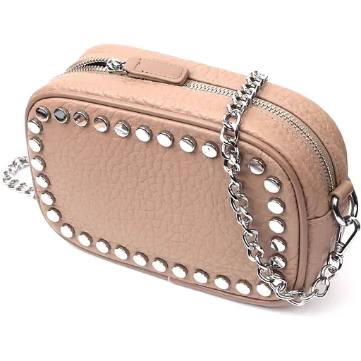 Женская кожаная сумка Vintage декорированная металлическими кнопками 20х14х6.5 см sum0029065 - фото 1