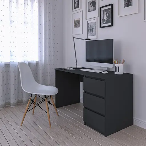 Комп'ютерний стіл Vays, письмовий, сучасний, з тумбою справа, 3 шухляды з фасадами без ручок R-1 Антрацит - фото 2