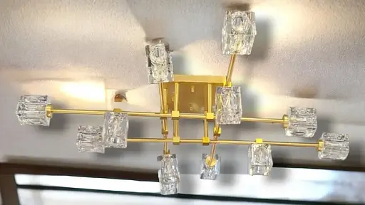 Светодиодная люстра Хрусталь 8821 (Золотистая) на 12 плафонов - фото 5