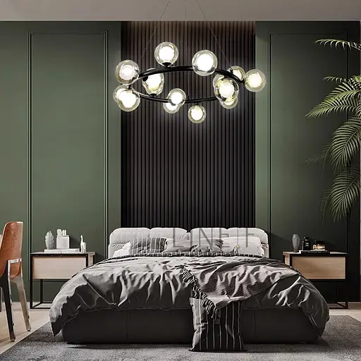 Кільцева люстра з 15 подвійними плафонами Ø 75 см | Арт. SG 48/15 BK+CL+WT | Line F - фото 1