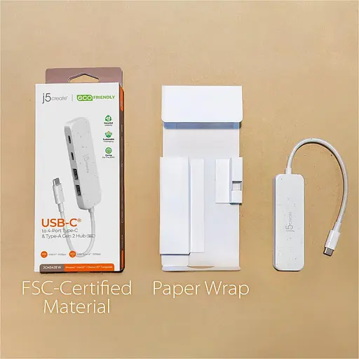 USB-хаб j5create JCH342EW-N USB-C на 2 USB-A/2 USB-C, белый (JCH342EW-N) - фото 7