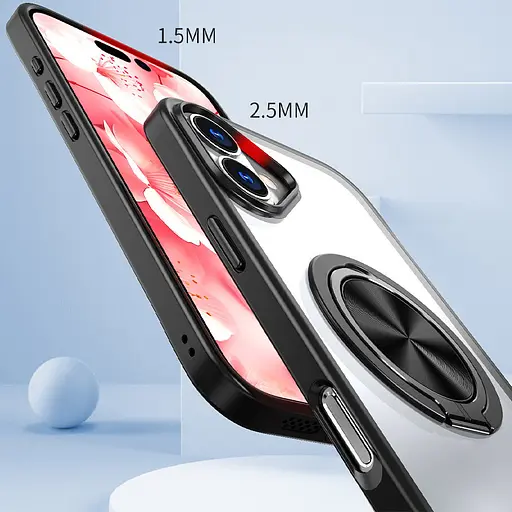 Чехол Epik TPU+PC Metal Ring with MagSafe для Apple iPhone 16, 6.1 Черный - фото 3