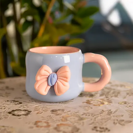 Чашка фарфоровая Yiwu с магнитом 400 мл голубой с розовым Yiwu FM-52D - фото 2