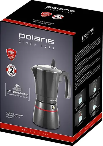 Кавоварка гейзерна Polaris Pro Collection-6C 500 мл 6 чашок (00000020748) - фото 5