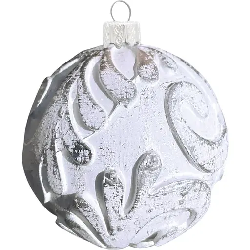 Набір ялинкових іграшок Dashuri Вінтаж 2 штуки по 8 см зі срібною поталлю, білий 80130301