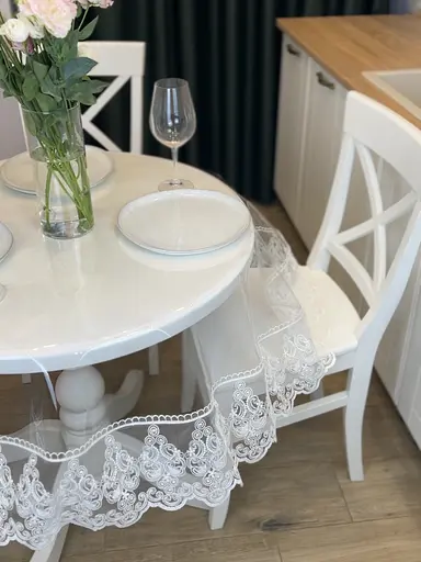 Силіконова скатертина з молочним мереживом Петек 15 см 160х160 см - фото 10