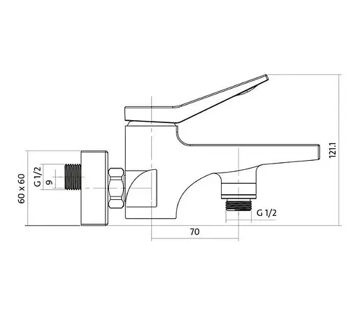 Змішувач для ванни та душу Cersanit Cromo S951-011 одноважільний Хром 30412 - фото 3