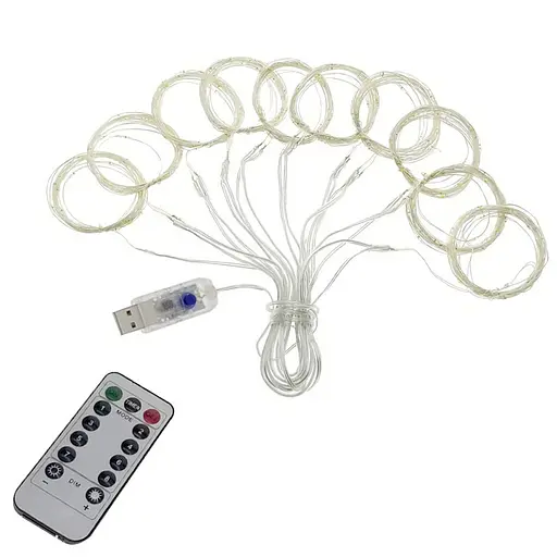 Світлодіодна Гірлянда штора LED Star Led Glow крапля роси 3*3 м 300 led з пультом біла - фото 3