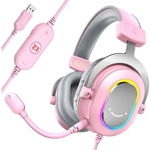 Игровые наушники Fifine H6 RGB 7.1 Pink [113869]