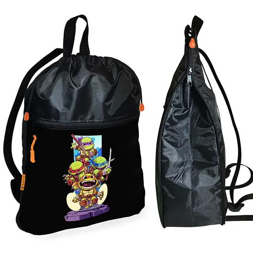 Рюкзак-мішок для взуття, спортивної форми Черепашки-ніндзя дитяча сумка для змінки з розширювачем (01342)