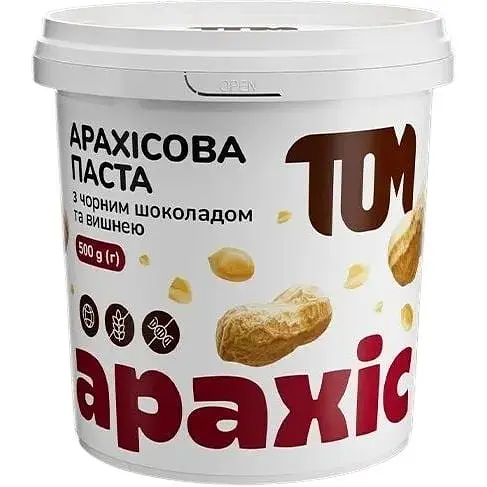 Замінник харчування TOM Арахісова паста з чорним шоколадом та вишнею, 500 грам