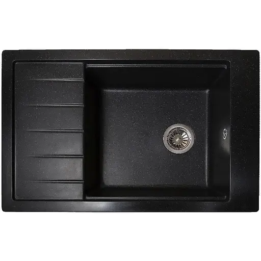 Гранітна кухонна мийка Romzha Patrat 78 Antracit (901) з крилом - фото 1
