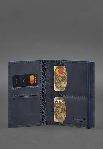 Кожаная обложка для паспорта 2.0 Карбон синий - фото 5