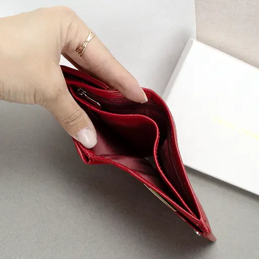 Жіночий шкіряний гаманець Classic 8848A-1 маленький червоний - фото 5