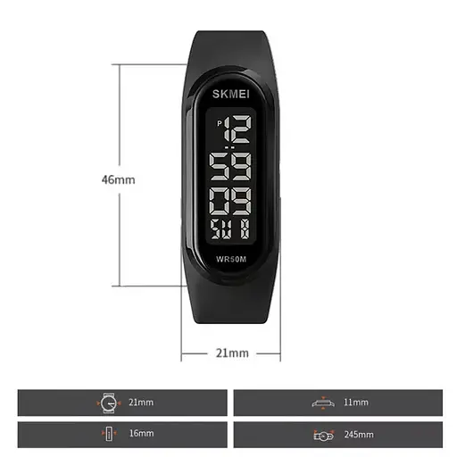 Наручные часы браслет Skmei 1666 (Черные с черным циферблатом) - фото 4