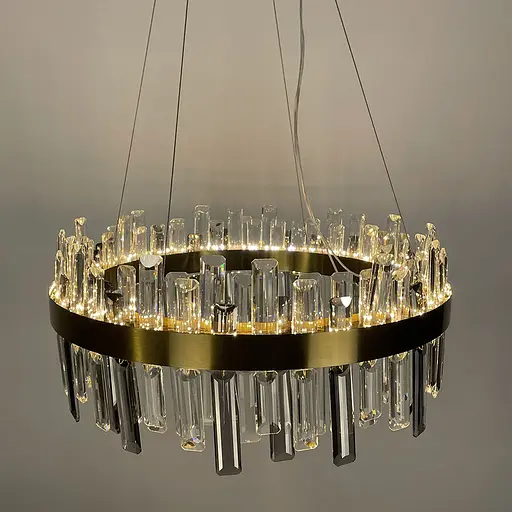 Підвісна кільцева люстра із кришталем у латунному корпусі Ø 60 см | Арт. MJ 210-600 AB | Line F - фото 4