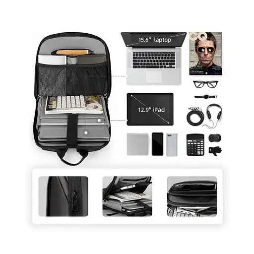 Рюкзак городской Mark Ryden 9813 13л с отсеком для ноутбука 15,6"Black (16255) - фото 6