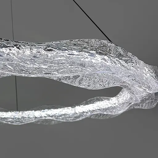 Люстра з підвісним корпусом з хвилястого рельєфного акрилу Ø 60 см | Line F | Арт. MJ373-600 BK - фото 2