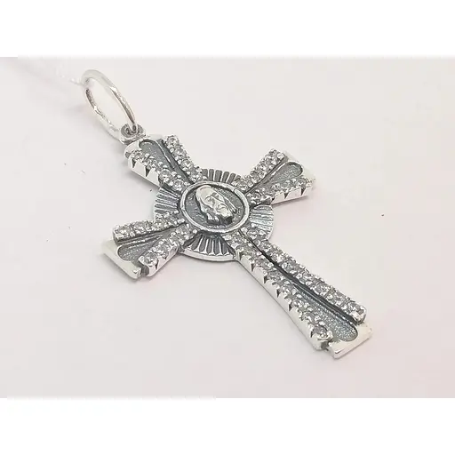 Серебряный крест Стерлинг 9 с фианитами. 32500 - фото 2