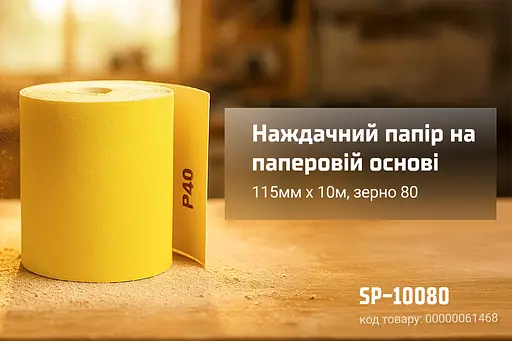 Наждачний папір Alloid Building Tools на паперовій основі 115мм х 10м зерно 80 (SP-10080) - фото 5