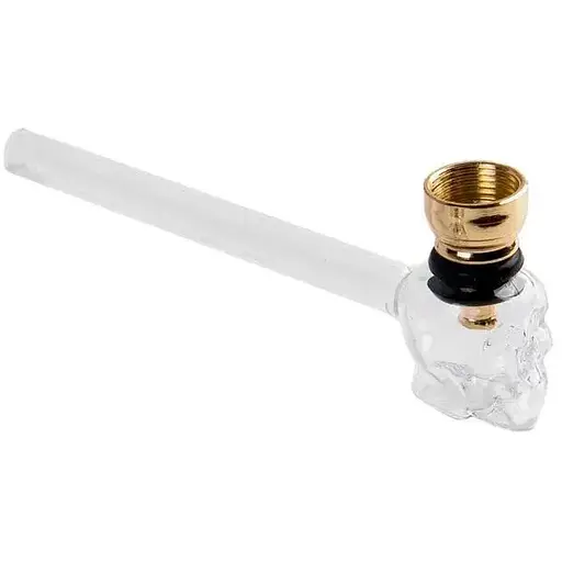 Трубка курильна скляна D&K Череп DK-8587 Gold (17470)