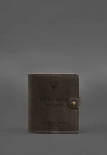Кожаная обложка-портмоне для удостоверения офицера 11.0 темно-коричневая Crazy Horse - фото 2