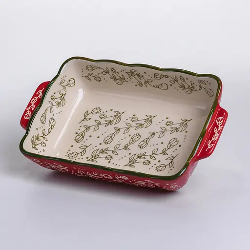Форма для выпечки Vintage 23×14×5 (см) прямоугольная форма для выпечки в духовке с ручками Красный Yiwu HM05-09 - фото 5