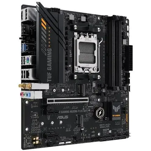 Материнська плата Asus AM5 TUF Gaming A620-PLUS WIFI, A620, 4xDDR5, Int.Video (CPU), 4xSATA3, 2xM.2, 1xPCI-E 4.0 x16, 2xPCI-E 3.0 x1, Real, Bluetooth 5.3, 4xUSB3.2/6xUSB2.0, HDMI/2xDP, MicroATX - фото 3