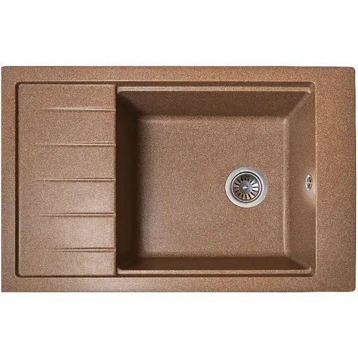 Гранітна кухонна мийка Romzha Patrat 78 Teracota (701) з крилом - фото 1