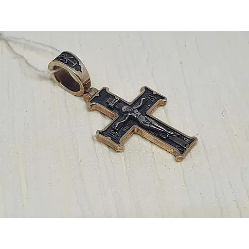 Срібний хрест Харківська ювелірна фабрика Розп'яття Христа з позолотою. 3523-ЗЧФ - фото 2