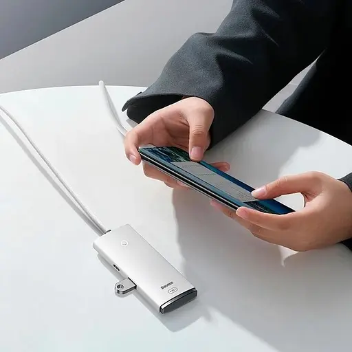 Хаб конвертер Baseus Lite Series 4-Port Type-C to 4 порти Usb 3.0 2 метри білий WKQX030502 - фото 7