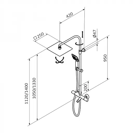 Душевая система GRB Winner 44450440TL, Хром - фото 2