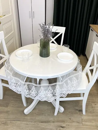 Силиконовая скатерть с белым кружевом Петек 15 см 350х150 см - фото 3
