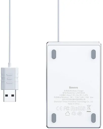 Бездротовий зарядний пристрій Baseus Card Ultra-thin White-Silver WX01B-S2 - фото 2