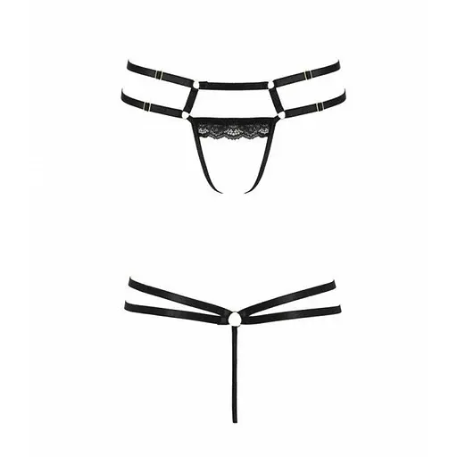Трусики-стрінги зі стреп із мереживом Lorry Thong black - Passion Exclusive 2XL/3XL - фото 5