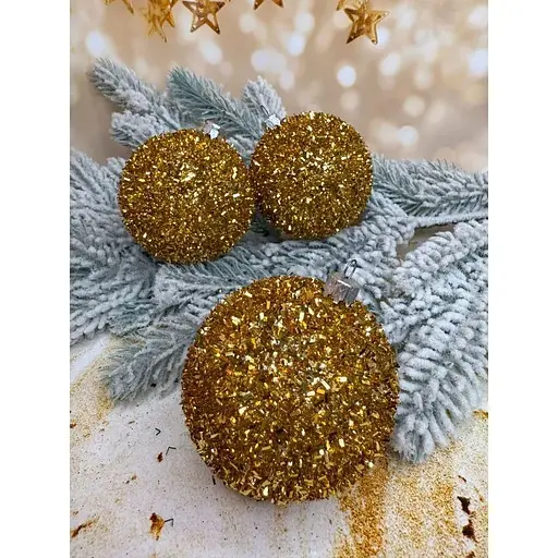 Ялинкові кулі Їжачок 100 мм 6 шт Золотий - фото 1