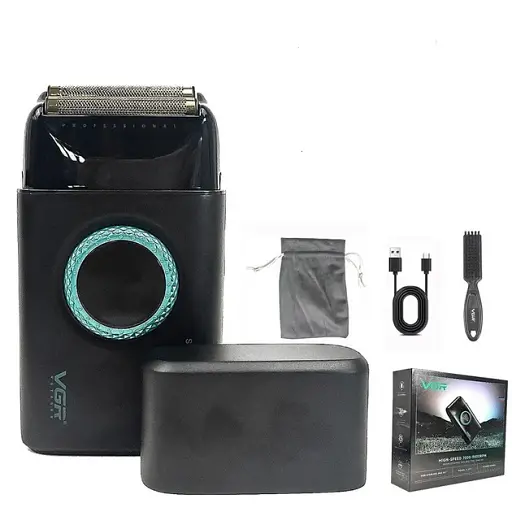 Электробритва VGR V-377 шейвер двойное лезвие с регулировкой мощности LED-дисплей Черная - фото 7