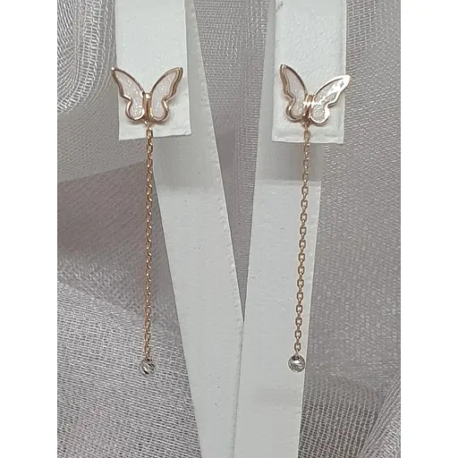 Золоті сережки-пуссети Столична Ювелірна Фабрика Метелики з емаллю. 111221ЕП - фото 3